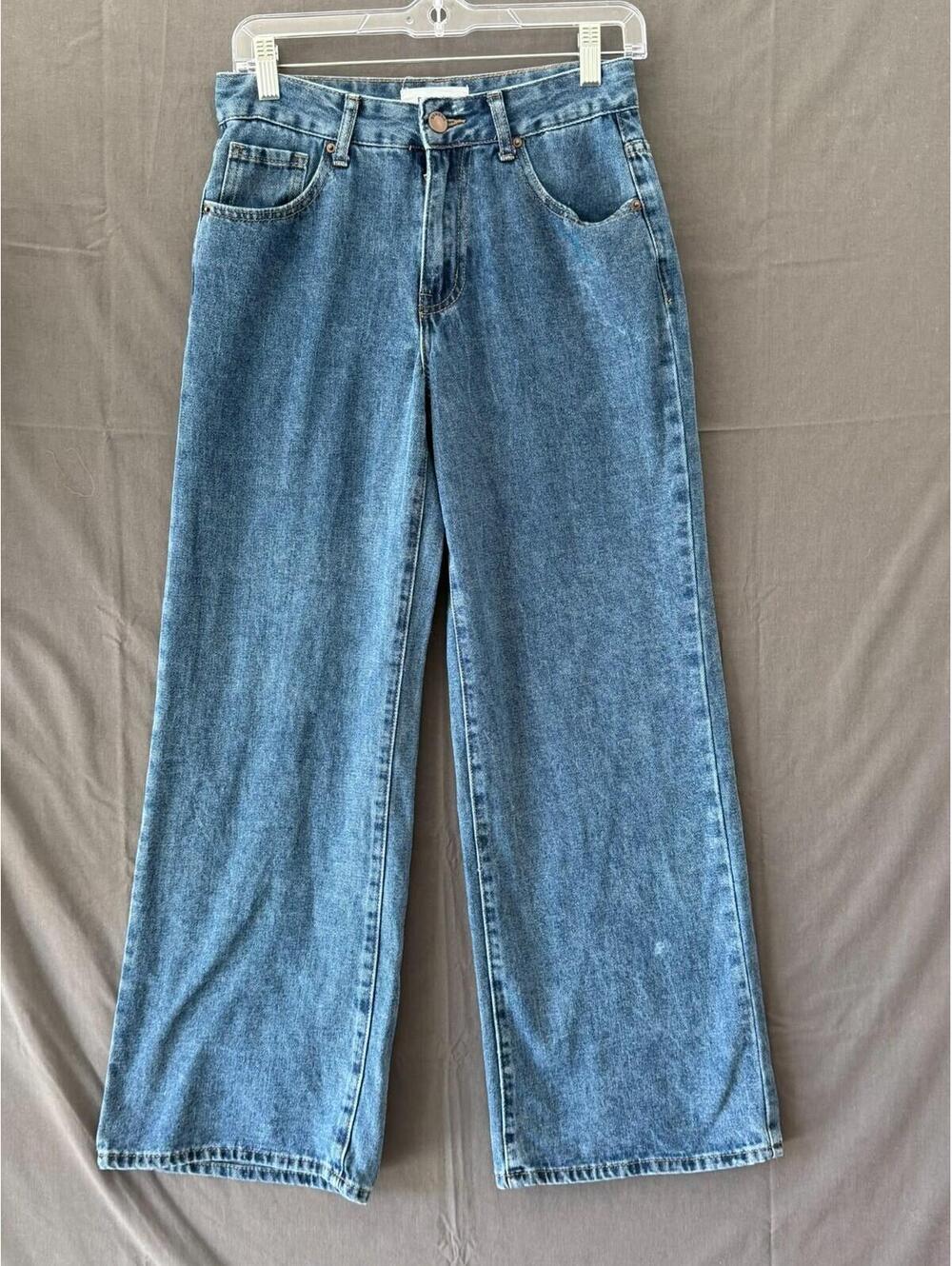 Bamboo Jeans 1 Medium Wash Wide Leg Denim High Rise